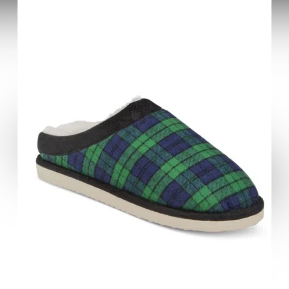 Club Room Plaid Green and Blue Slippers